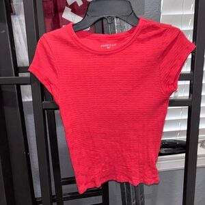 American Eagle Outfitters Women's Red Short Sleeve Tee